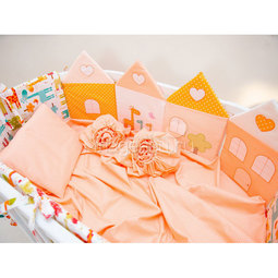 Комплект постельного белья Valle Grace для овальной кроватки 8 предметов Оранжевый