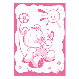 Одеяло Baby Nice шерстяное 100х140 в коробке Мишка на лужайке (розовый)