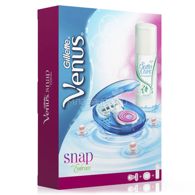 Подарочный набор Venus  Snap Embrace Компакт бритва с 1 кас + Satin Care Гель для бритья для чувствительной кожи 75 мл 0