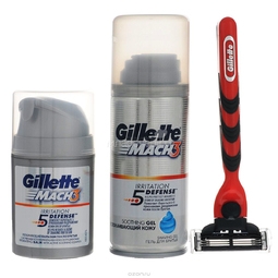 Подарочный набор Gillette Mach3 Бритва с 1 касетой + гель для бритья 75 мл + бальзам после бритья 50 мл