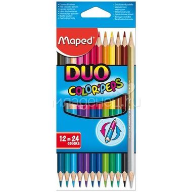 Карандаши цветные MAPED COLOR PEPS Двусторонние 24 цвета 12штук 0