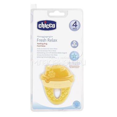Прорезыватель Chicco Fresh Relax Мороженное (с 4 мес) желтый 1