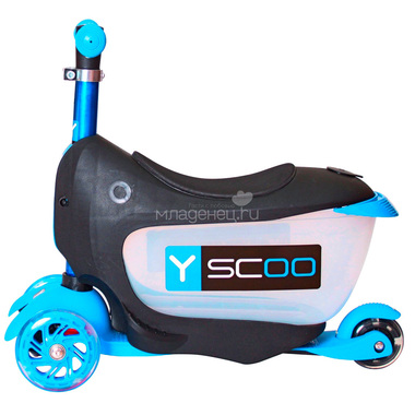 Каталка-самокат 3в1 Y-SCOO Mini Jump&Go со светящими колесами Aqua 4