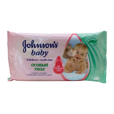 Салфетки влажные Johnson's baby Особый уход с алоэ и кипреем 24 шт 0