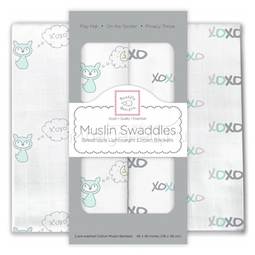 Набор муслиновых пеленок SwaddleDesigns 2 штуки SeaCrystal Fox XOXO