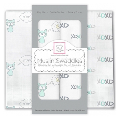 Набор муслиновых пеленок SwaddleDesigns 2 штуки SeaCrystal Fox XOXO 0
