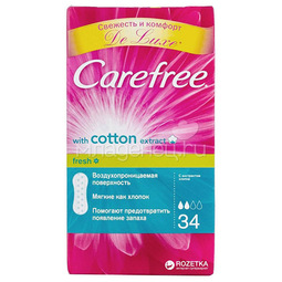 Прокладки гигиенические Carefree Cotton Fresh ежедневные Экстракт хлопка ароматизированные 34шт