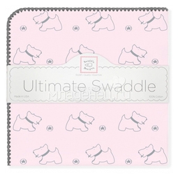 Пеленка фланелевая SwaddleDesigns Ultimate Gray Doggie Pstl Pink