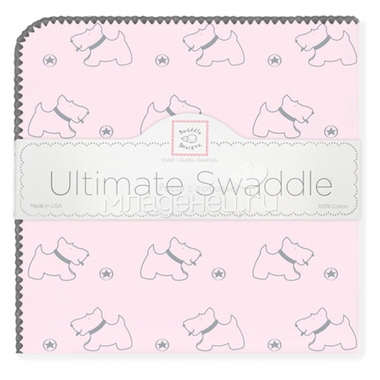 Пеленка фланелевая SwaddleDesigns Ultimate Gray Doggie Pstl Pink 0