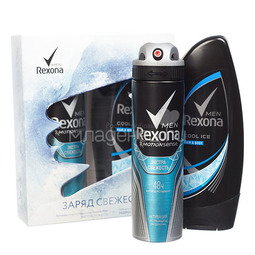 Подарочный набор Rexona Men Заряд свежести дезодорант экстра свежесть 150мл + гель для душа ледяная свежесть 250мл