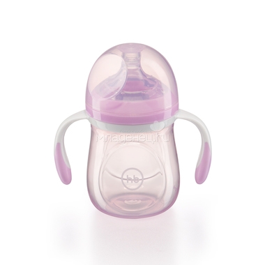Бутылочка Happy Baby С ручками и  антиколиковой силиконовой соской 180 мл (с 0 мес) фиолетовая 0