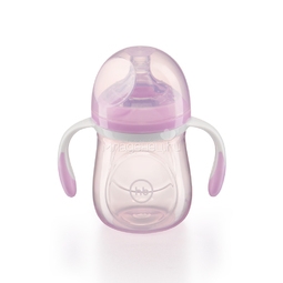 Бутылочка Happy Baby С ручками и  антиколиковой силиконовой соской 180 мл (с 0 мес) фиолетовая