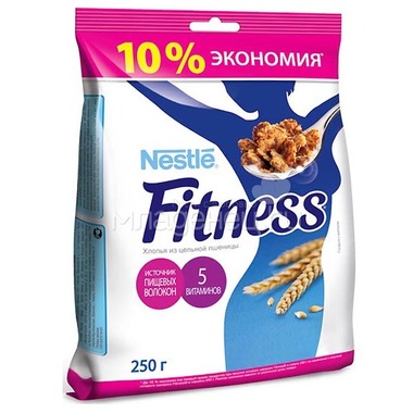 Готовые завтраки Nestle FITNESS Традиционный Пакет 250г 0