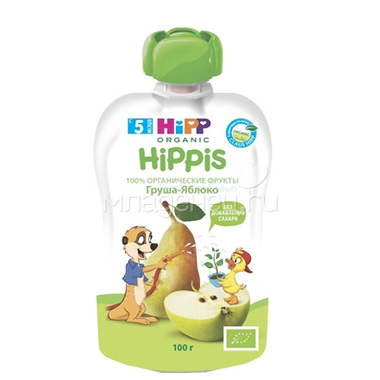 Пюре Hipp "Hippis" фруктовое 100 гр (пауч) Яблоко груша (с 5 мес) 0