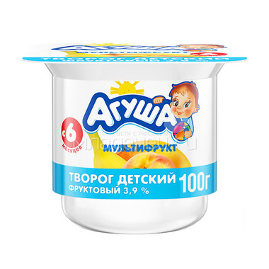 Творог Агуша 100 гр Мультифрукт 3,9% (с 6 мес) 0