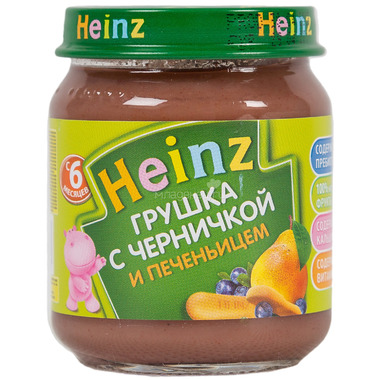 Пюре Heinz фруктовое 120 гр Грушка и черничка с печеньем (с 6 мес) 0