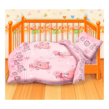 Комплект постельного белья Непоседа бязь Кошки-мышки КДКм-1 Мишутки розовый 0