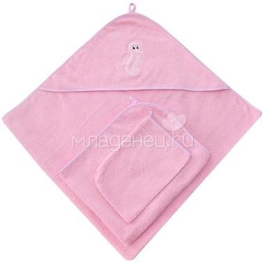 Набор для купания Ангелочки с вышивкой из 3 предметов Розовый 0
