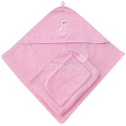 Набор для купания Ангелочки с вышивкой из 3 предметов Розовый