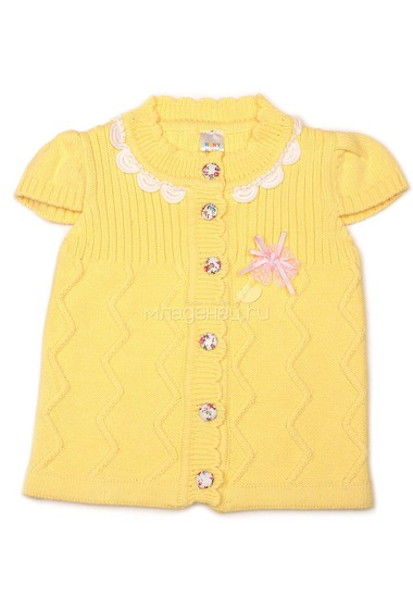 Платье-туника Bony Kids вязаное с воротничком, цвет - Желтый  0