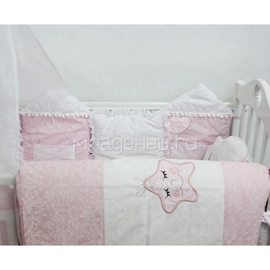 Комплект в кроватку ByTwinz Звездочка с игрушками Розовый 6