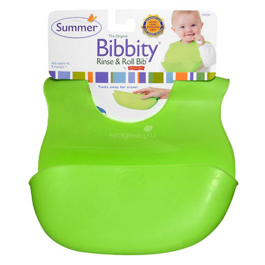 Слюнявчик Summer Bibbity зеленый с кармашком (с 6 мес) 0