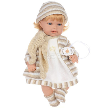 Кукла Arias 33 см Блондинка функциональная в теплой бежевой одежке 1
