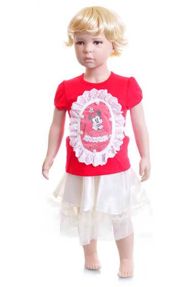 Комплект Дисней Минни футболка с коротким рукавом, светлая юбка, для девочки, красный  0