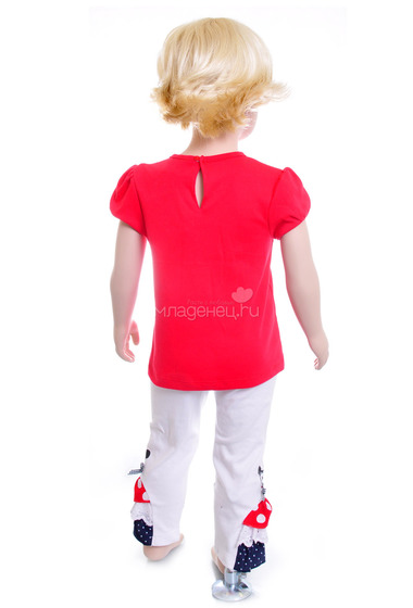Комплект Дисней Минни футболка с коротким рукавом, штанишки белые, для девочки, красный  1