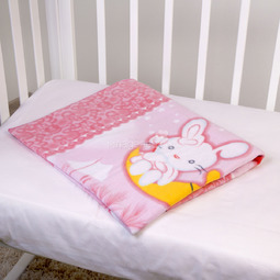 Одеяло Baby Nice байковое 100% хлопок 100х140 Зайка на луне (голубой, розовый, зеленый)