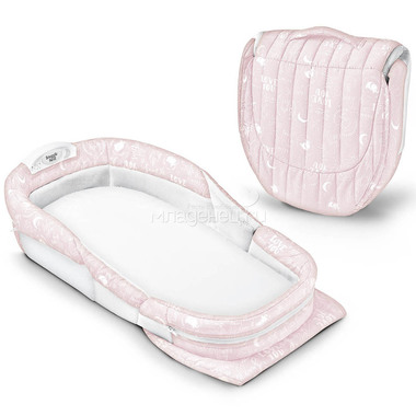 Складная кроватка Baby Delight ХL Розовая с надписями 0