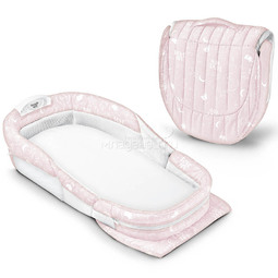 Складная кроватка Baby Delight ХL Розовая с надписями