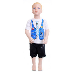 Комплект Дисней Микки футболка с коротким рукавом (рисунок галстук)и шорты, для мальчика. Голубой 