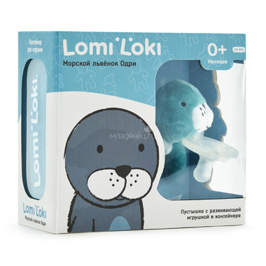Пустышка Lomi Loki с развивающей игрушкой Силиконовая (с 0 мес) Морской львенок Одри 1