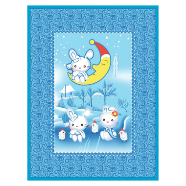 Одеяло Baby Nice байковое 100% хлопок 100х140 Зайка на луне (голубой, розовый, зеленый) 1