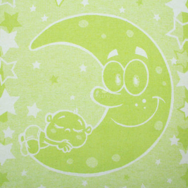 Одеяло Споки Ноки хлопковое подарочная упаковка отделка оверлок Дизайн Луна и малыш Салатовый 1