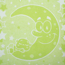 Одеяло Споки Ноки хлопковое подарочная упаковка отделка оверлок Дизайн Луна и малыш Салатовый