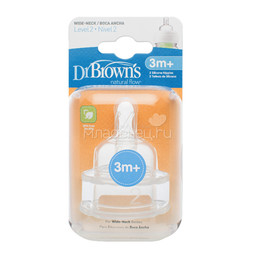 Соска Dr Brown&#039;s 2 шт. для бутылок с широким горлышком Уровень 2 (с 3 мес)