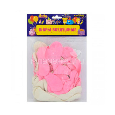 Воздушные шары ACTION! Сердечки "Нежность" розовые, белые 50 шт. 0