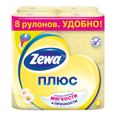 Туалетная бумага Zewa ПЛЮС Ромашка 2-слойная 8 шт 0