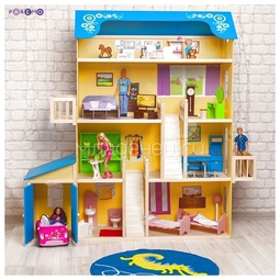 Кукольный домик PAREMO Лира: 28 предметов мебели, 2 лестницы, гараж