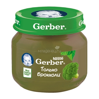 Пюре Gerber овощное 80 гр Брокколи  (1 ступень) 0