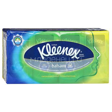 Платочки бумажные Kleenex с бальзамом 4-х слойные, упаковка 8 шт. 0
