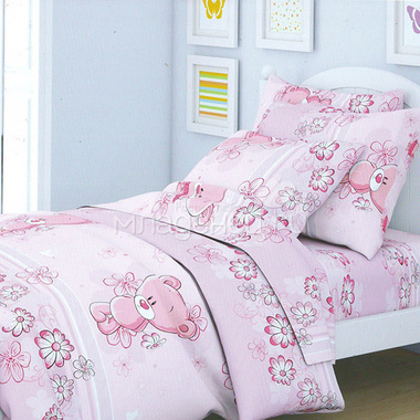 Комплект постельного белья детский Letto в кроватку с простыней на резинке BGR-81 0