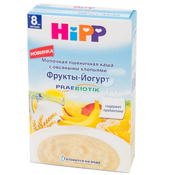 Каша Hipp молочная 250 гр Пшеничная каша с овсяными хлопьями фрукты-йогурт и пребиотиками (с 6 мес)