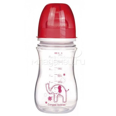 Бутылочка Canpol Babies с широким горлышком 240 мл (с 3 мес) красная 0