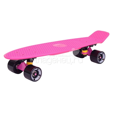 Скейтборд Y-SCOO Fishskateboard 22" винил 56,6х15 с сумкой Pink/Black 1