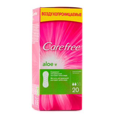 Прокладки гигиенические Carefree Aloe ежедневные воздухопроницаемые 20 шт 0
