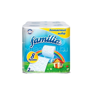 Туалетная бумага Familia белая (2 слоя) 8 шт Радуга 0