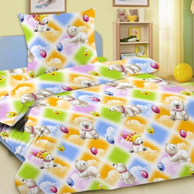 Комплект постельного белья детский Letto в кроватку BG-08 Мишки 0